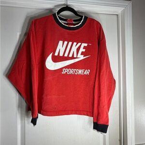 Nike Women’s Archive Crew Cropped Red Crewneck Sweatshirt Size L
